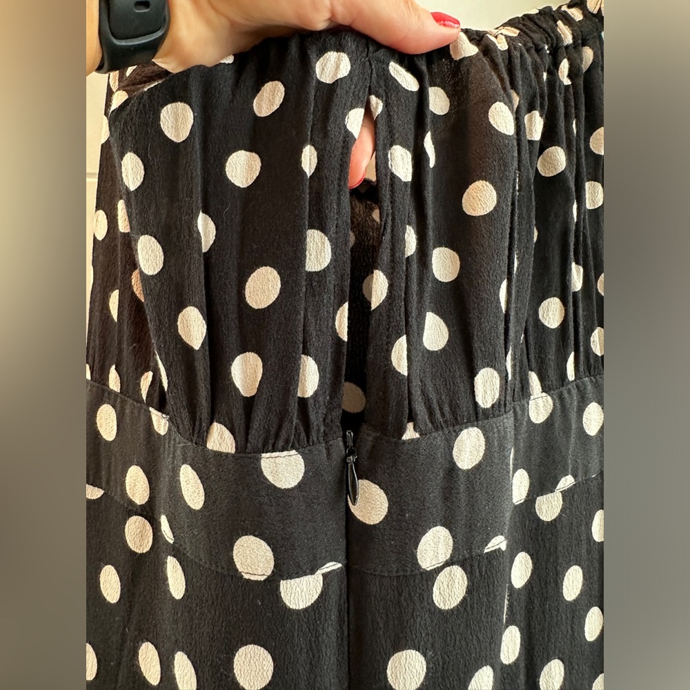 Olivaceous Black & White Polka Dot Off-Shoulder Maxi Dress | M - Picture 12 of 13